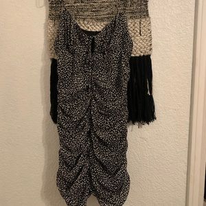 Ruched black cheetah mini dress